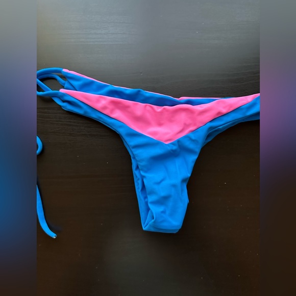 CAMI AND JAX Elizabeth Bikini Bottom in Blue Cina & Fuschia Side Tie size Large - Picture 4 of 7